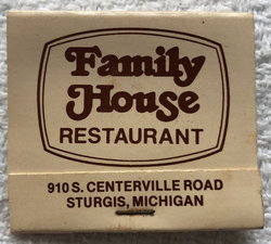Family House Restaurant - Matchbook (newer photo)